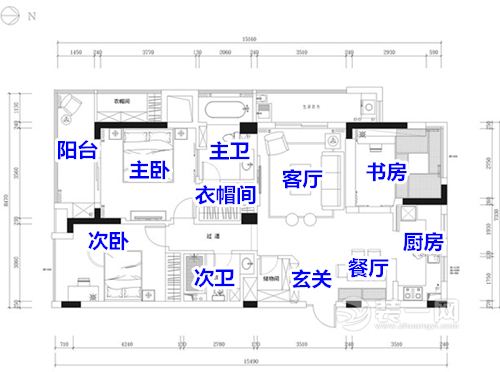 130㎡家居装修平面布置图