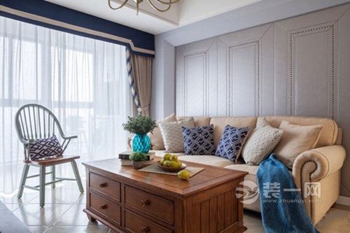 无锡美式混搭风格客厅软包沙发装修效果图