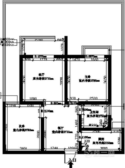 89平米二居室户型图